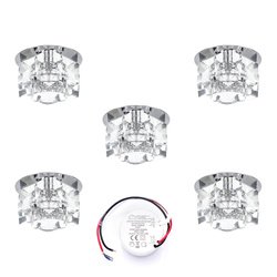 Cristaldream Zestaw Downlightów Zawiera 5xG4 LED 2,3W z zasilaczem Chromowany Metal/Szkło Przezroczyste