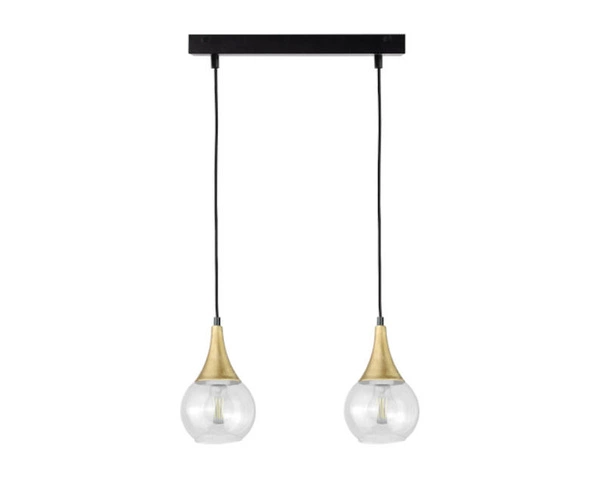 Lampa wisząca 2xE27 LACRIMA CLEAR BLACK/GOLD