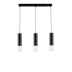 Lampa wisząca, listwa Manacor 3, czarny/transparentny, 3x50W GU10