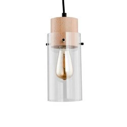 Lampa wisząca zwis TANTUM drewno/czarny śr. 13cm