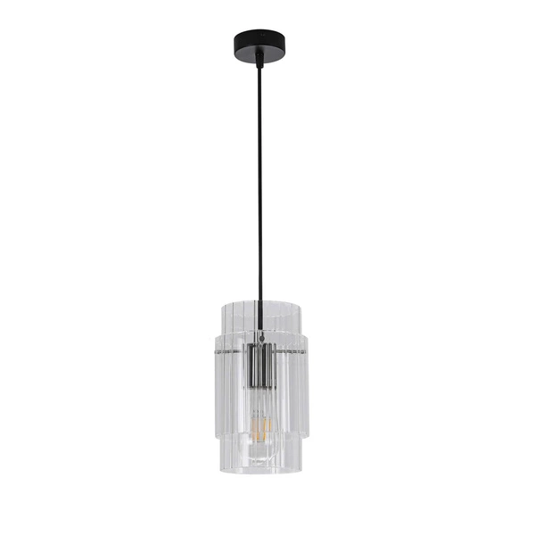 Lampa wisząca Savona 1, czarny/srebrny/transparentny, 1x40W E27