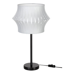 Lampa stołowa Lotus 1xE27 maks. 40W Czarny metal/czarny kabel PCV/szary klosz z tkaniny