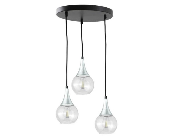 Lampa wisząca 3xE27 LACRIMA CLEAR BLACK/SILVER