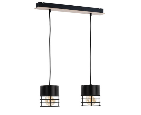 Lampa wisząca 2xE27 CASA BLACK/WOOD