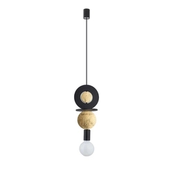 Lampa wisząca DROPS WOOD E wys. 216,5 cm E27 | czarny/złoty 11177