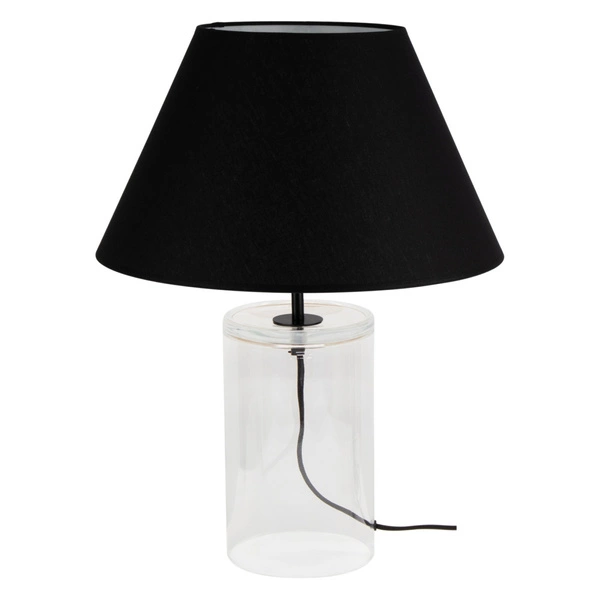 Lampa stołowa Dove 1xE27 maks. 40W przezroczyste szkło/czarny kabel z tkaniny/czarny klosz z tkaniny 779139110