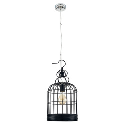 Lampa wisząca Cage 1xE27 maks. 60W chromowany metal/czarny metal/przezroczysty kabel PVC