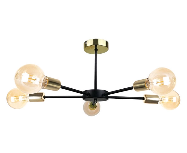 Lampa sufitowa 5xE27 SUN BLACK/GOLD