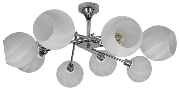 Lampa sufitowa RAUL 38-72290 chromowa z białymi kloszami 8x40W E14