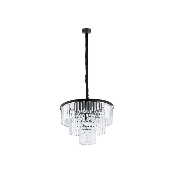 Żyrandol wiszący CRISTAL BLACK M szer. 56cm 9xE14 | czarny 7616