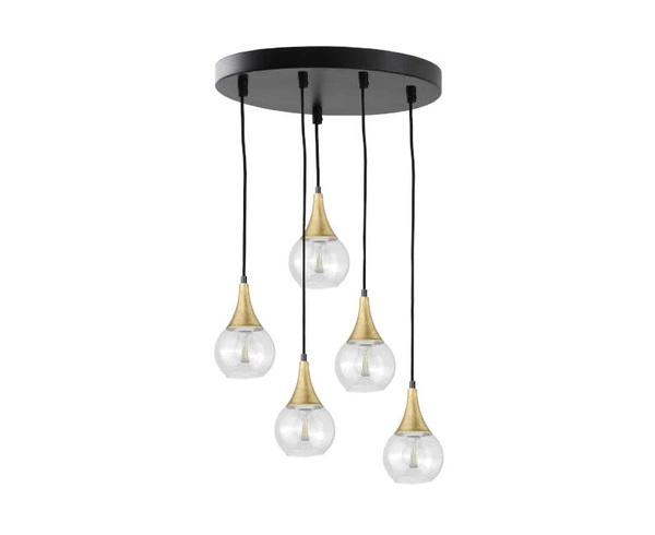 Lampa wisząca 5xE27 LACRIMA CLEAR BLACK/GOLD