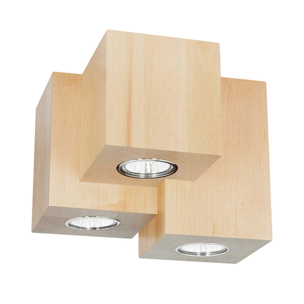 Wooddream Kwadratowa Lampa Sufitowa 3xGU10 Max.6W Drewno Brzozowe 2076360