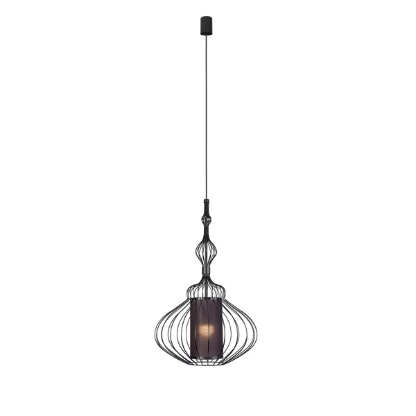 Lampa wisząca druciana zwis nowoczesna ABI M czarny śr. 40cm 8866