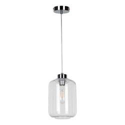 Lampa wisząca Tarro 1xE27 Max.60W Chromowany metal/Przezroczysty kabel PVC/Przezroczyste szkło 15880128