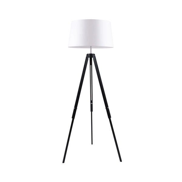 Lampa podłogowa TRIPOD drewno bukowe czarny abażur biały 6021004 6021004