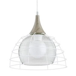 Lampa sufitowa szklana metalowy klosz IDAGO WHITE 122 śr. 30cm | biały