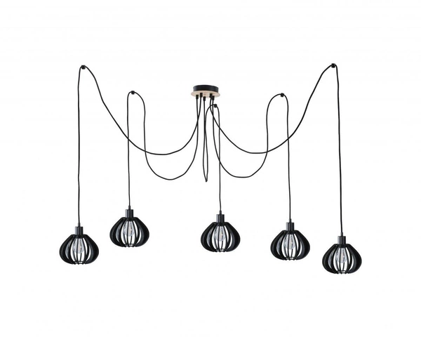 Lampa wisząca 5xE27 NICOLETA BLACK AND NATURAL 819