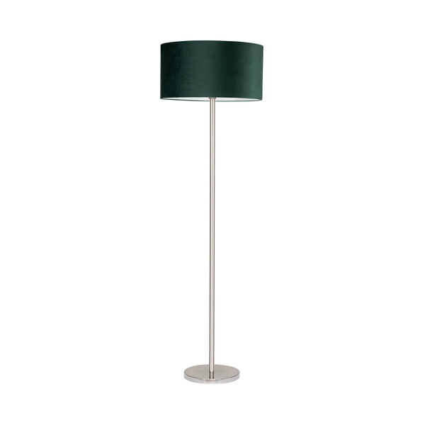 Lampa podłogowa Scarlett 1xE27 maks. 60W satynowy metal/przezroczysty kabel PVC/aksamitny zielony klosz 6744027