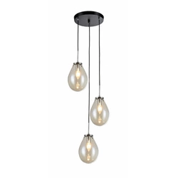 Lampa wisząca FONDI, czarny/chrom/transparentny, 3x40W E14