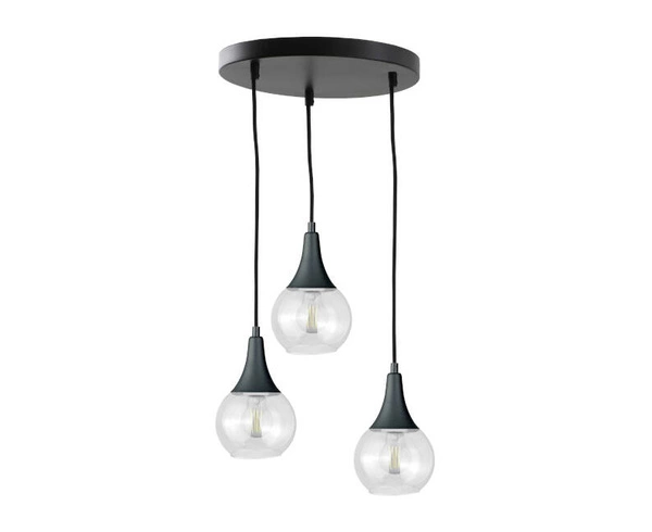 Lampa wisząca 3xE27 LACRIMA CLEAR BLACK