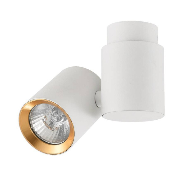 Lampa sufitowa BOSTON, biała ze złotym ringiem, 1x50W GU10