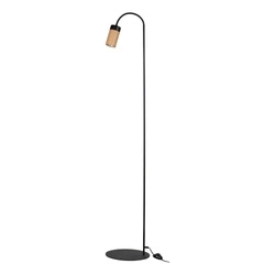 Lampa podłogowa Annick w zestawie Kabel 1xLED GU10 5W Dąb olejowany/Czarny metal/Czarna tkanina