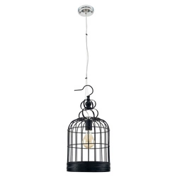 Lampa wisząca Cage 1xE27 maks. 60W chromowany metal/czarny metal/przezroczysty kabel PVC 9501104