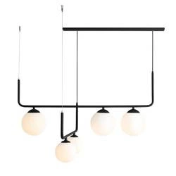 Lampa wisząca ARTEMIDA 1060F1, czarna z białymi kloszami, 2x40W E14 + 3x60W E27