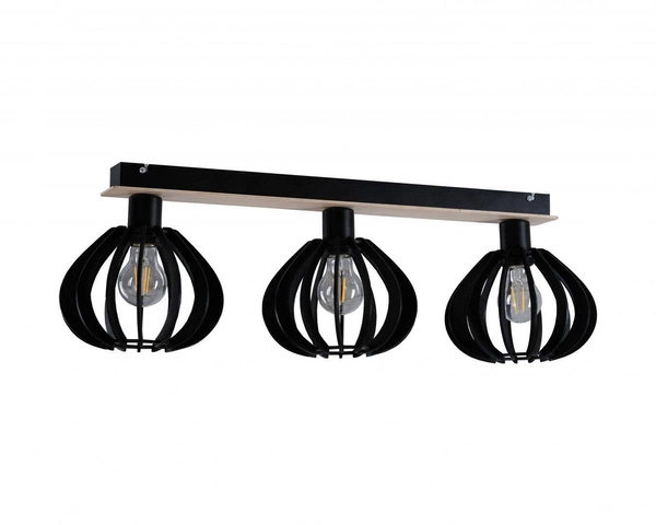 Lampa sufitowa 3xE27 NICOLETA BLACK AND NATURAL 813