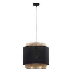 Lampa wisząca rattanowa abażur do salonu BOHO BLACK szer. 38cm | czarny