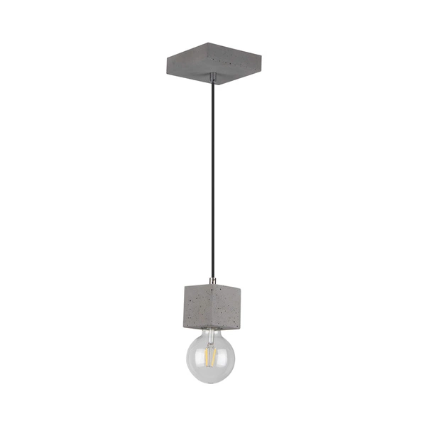 Mocna kwadratowa lampa wisząca 1xE27 Max.60W Szary beton/Czarny kabel z tkaniny 7089136