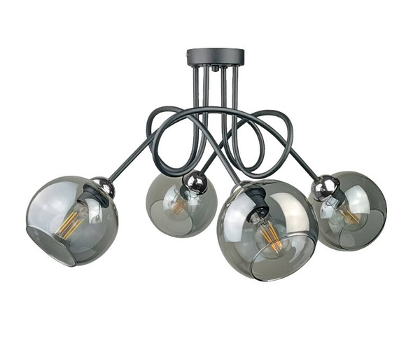 Lampa sufitowa 4xE27 RING BLACK/SILVER