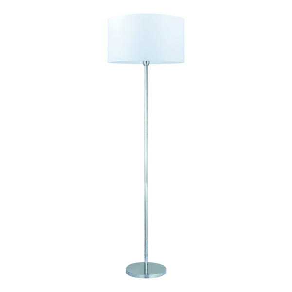 Lampa podłogowa Dove 1xE27 maks. 60W chromowany metal/przezroczysty kabel PVC/biały klosz z tkaniny