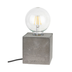 Mocna kwadratowa lampa stołowa 1xE27 Max.25W Szary beton/Czarny kabel PVC