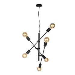 Lampa wisząca FERREIA śr. 54,5cm 6xE27 | czarny