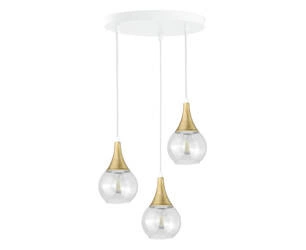 Lampa wisząca 3xE27 LACRIMA CLEAR WHITE/GOLD