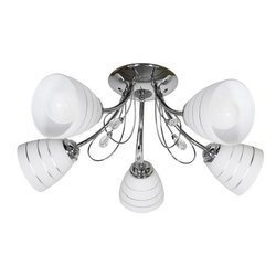 SIMPLI LAMPA WISZĄCA 5*40W E27  CHROM  Z KRYSZTAŁKIEM+KLOSZ Z PASKIEM