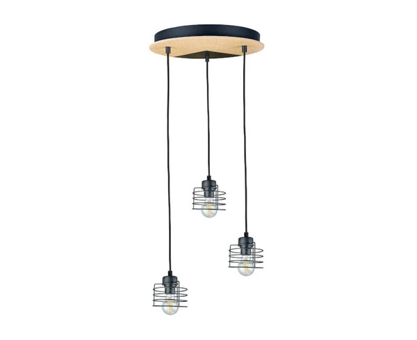 Lampa wisząca 3xE27 AMON LONG NATURAL/BLACK