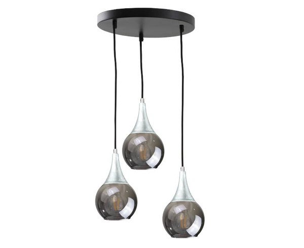 Lampa wisząca 3xE27 LACRIMA SMOKY/SILVER