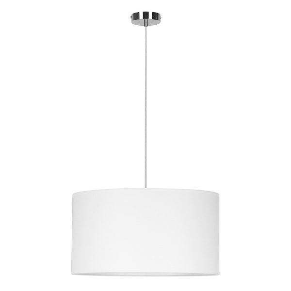 Lampa wisząca Dove 1xE27 maks. 60W chromowany metal/przezroczysty kabel PVC/biały klosz z tkaniny