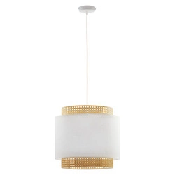 Lampa wisząca rattanowa abażur do salonu BOHO WHITE szer. 38cm | biały