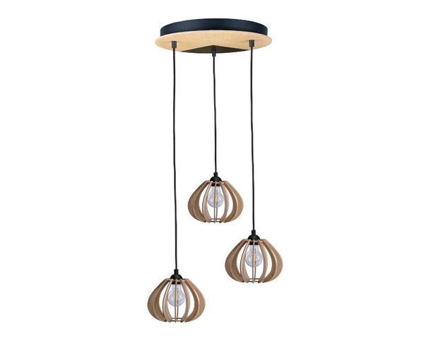 Lampa wisząca 3xE27 BASTET LONG NATURAL/BLACK III