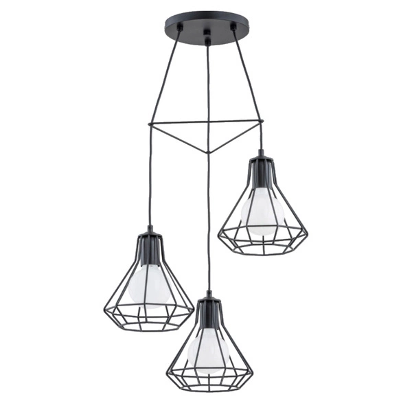 Loftowa lampa wisząca KORD 3x E27 wys. 90cm | czarny