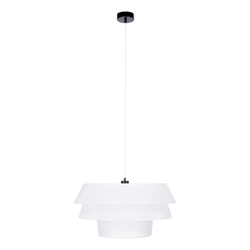 Lampa Wisząca Amar 1xE27 Max.60W Czarny Metal/Przezroczysty Kabel PCV/Abażur z Białej Tkaniny 160950104