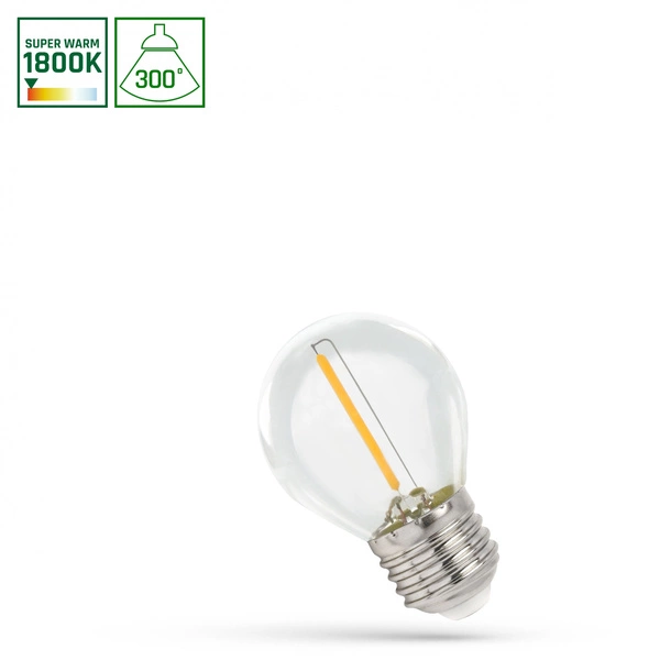 LED KULKA E-27 230V 1W COG 1800K CLEAR SPECTRUM