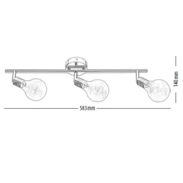 Lampa BULBS listwa sufitowa 3pkt żarówki metalowo - szklane 2507328