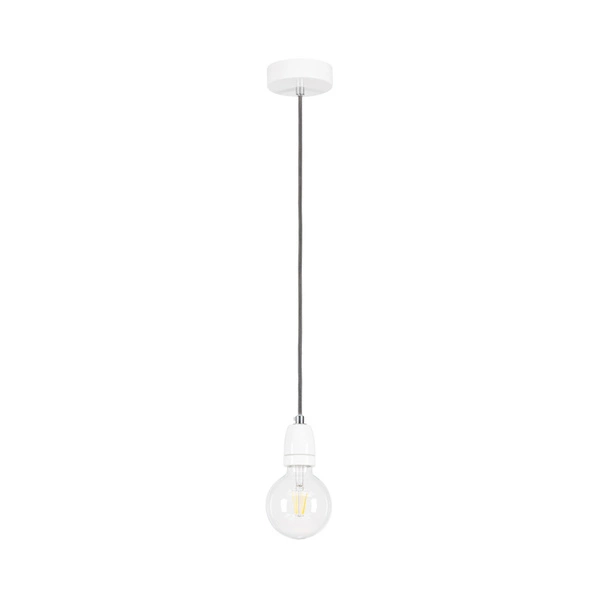 Lampa Wisząca Porcia 1xE27 Maks. 60W Biały Metal/Biała Ceramika/Antracytowy Kabel Tkaninowy 9181102