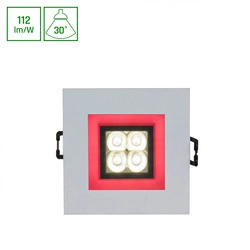FIALE 4LED 4X1W 30ST 230V SQUARE Z RAMKĄ CZERWONĄWW OCZKA LEDOWE &