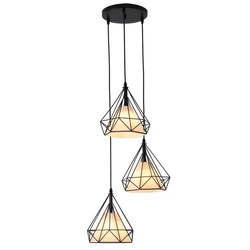 Lampa wisząca NOLA, czarna z białymi abażurami, 3x60W E27