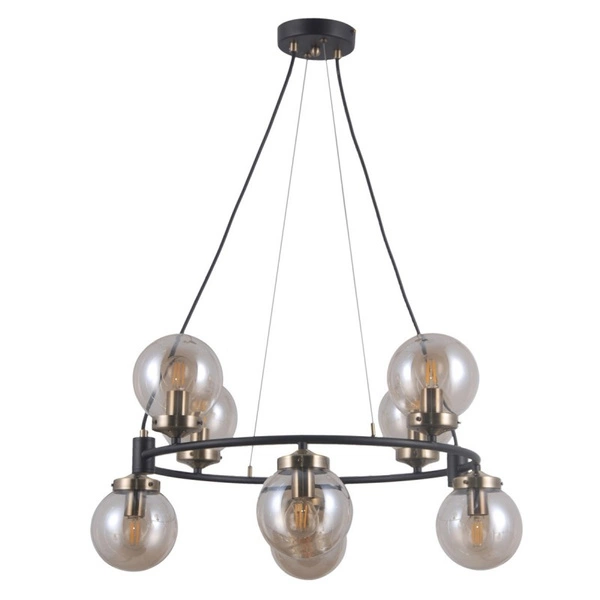 Lampa wisząca GALVEZ śr. 62cm 8xE14 | czarny/antyczny brąz